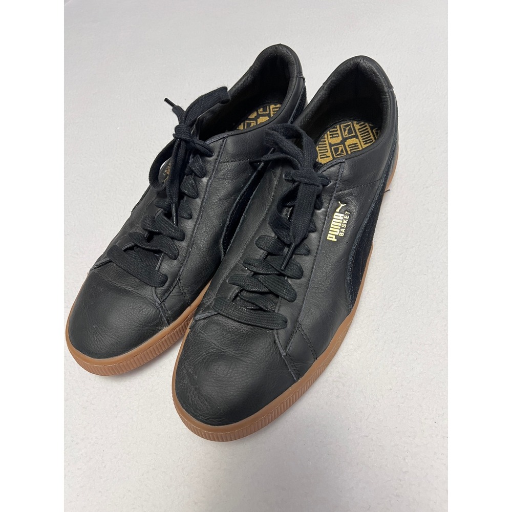 Puma Basket Classic Gum Deluxe Sneakers Men Size 13 Black Leather 365366-02 2017